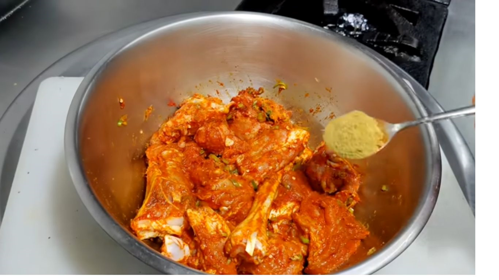 Marinate the Mutton: In a bowl, mix the mutton with Greek yogurt, ginger-garlic paste, turmeric, chili, garam masala, and salt. Stir and let it