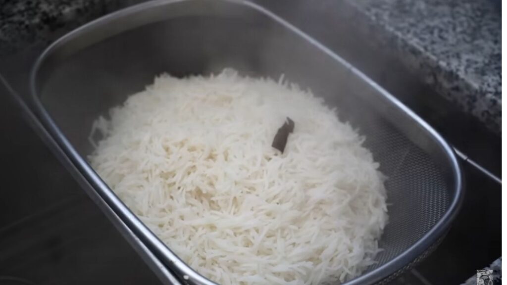 Colorful Gluten-Free Vegetable Biryani | Light and Healthy 7 Half done, boil rice Colorful Gluten-Free Vegetable Biryani | Light and Healthy